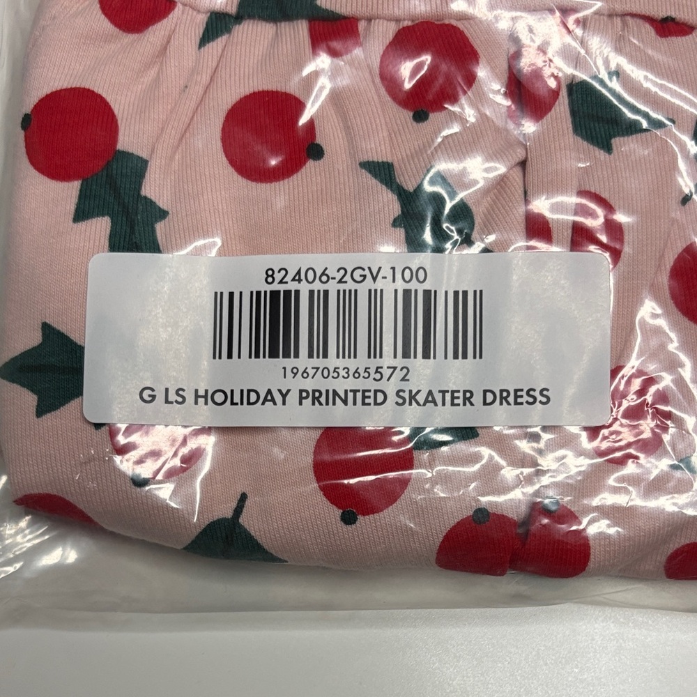 NWT Hanna Andersson Holiday Skater LS‎ Dress, Snowberries Pink, Size 100 (US 4) - Picture 3 of 3